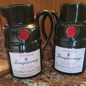 Vintage Tanqueray Special Dry Gin Ceramic Green Pitcher Set Of 2